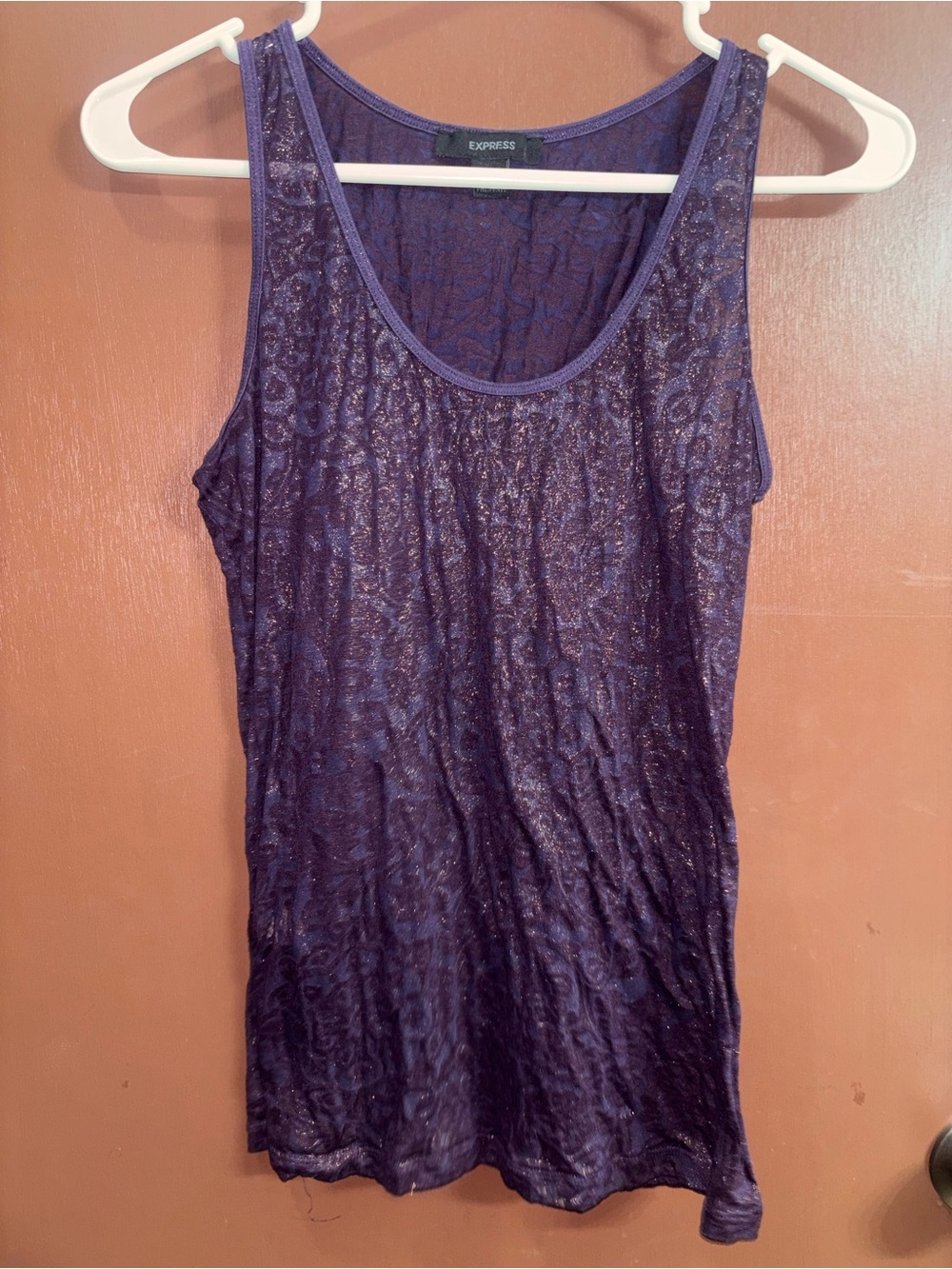 Express Purple Printed Scoop Neck Tank